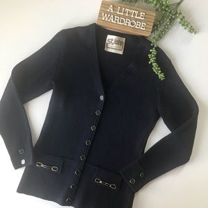 St John Vintage Navy Blue Button Cardigan